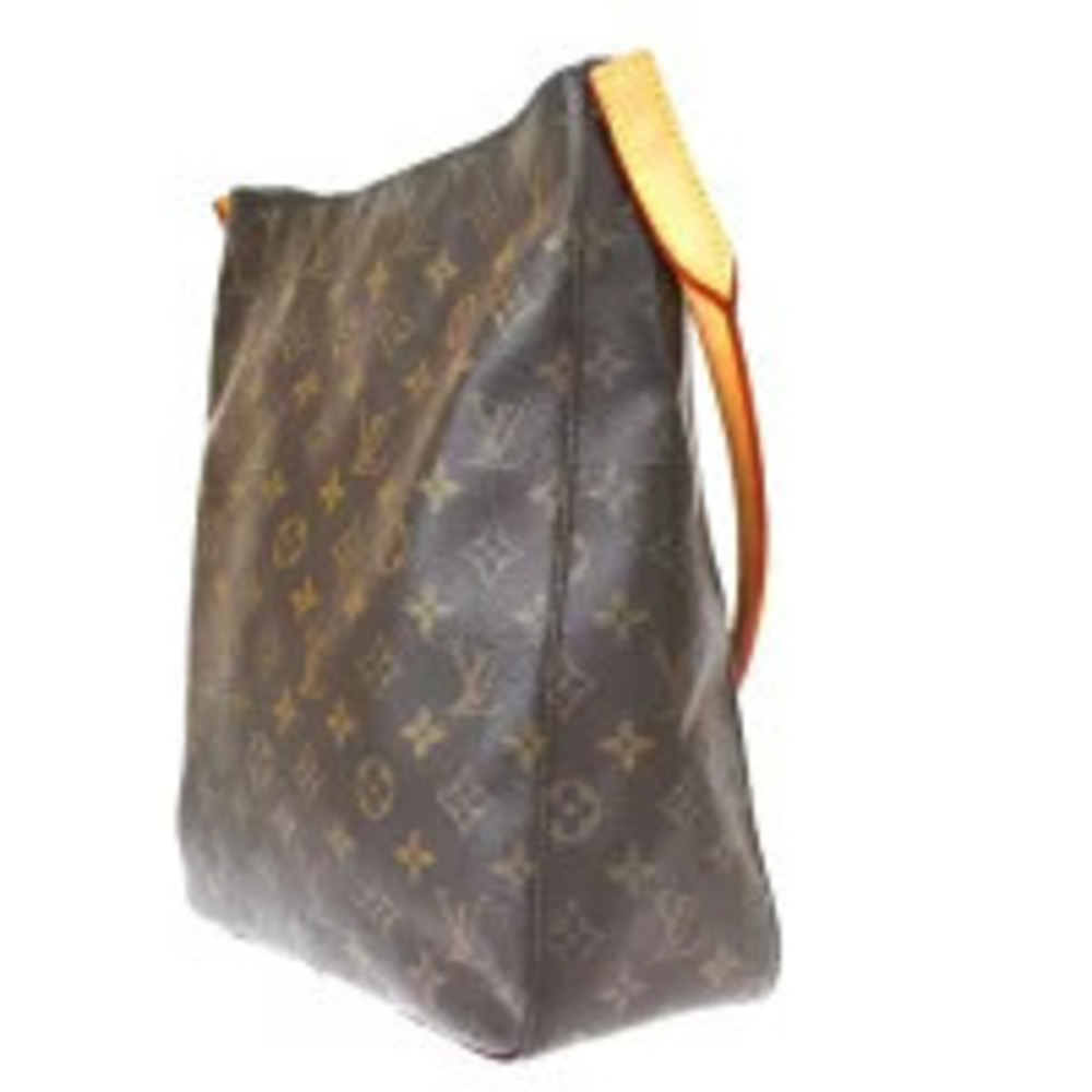 Louis Vuitton Bag Monogram Tote Shoulder Leather Looping Brown